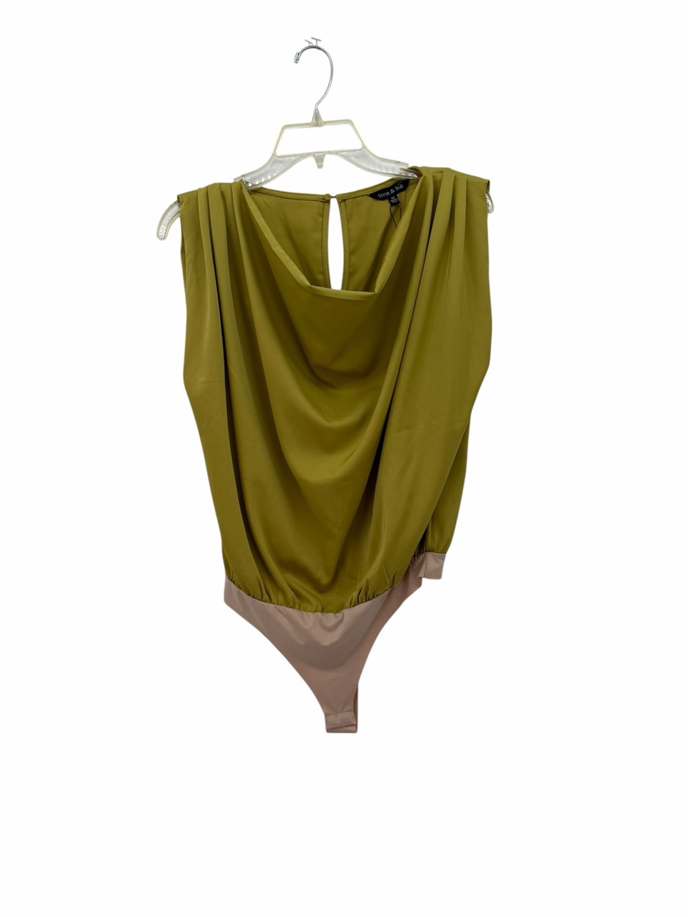 Strut & Bolt Olive Green Sleeveless Draped Bodysuit NWT